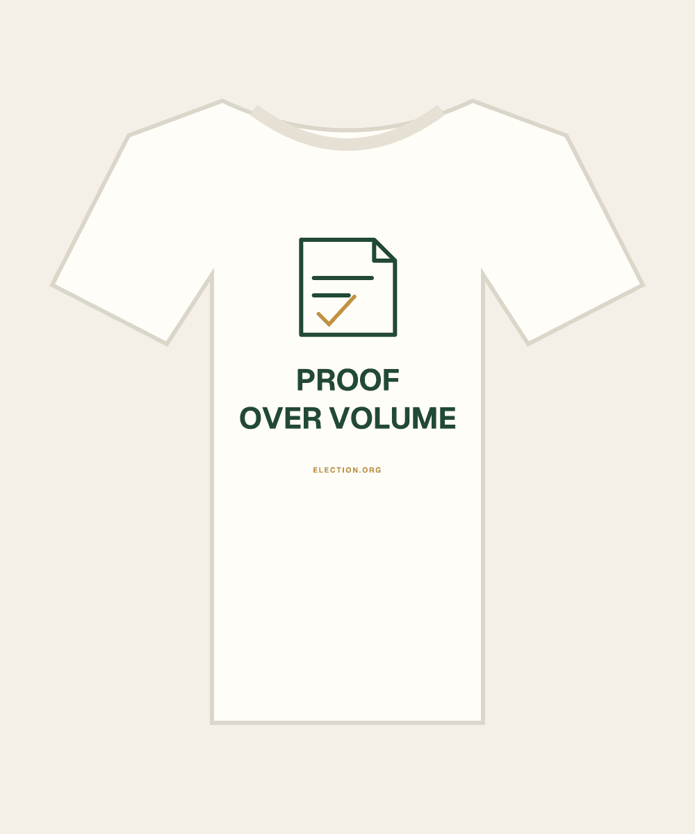 Proof over volume. — original political commentary artwork