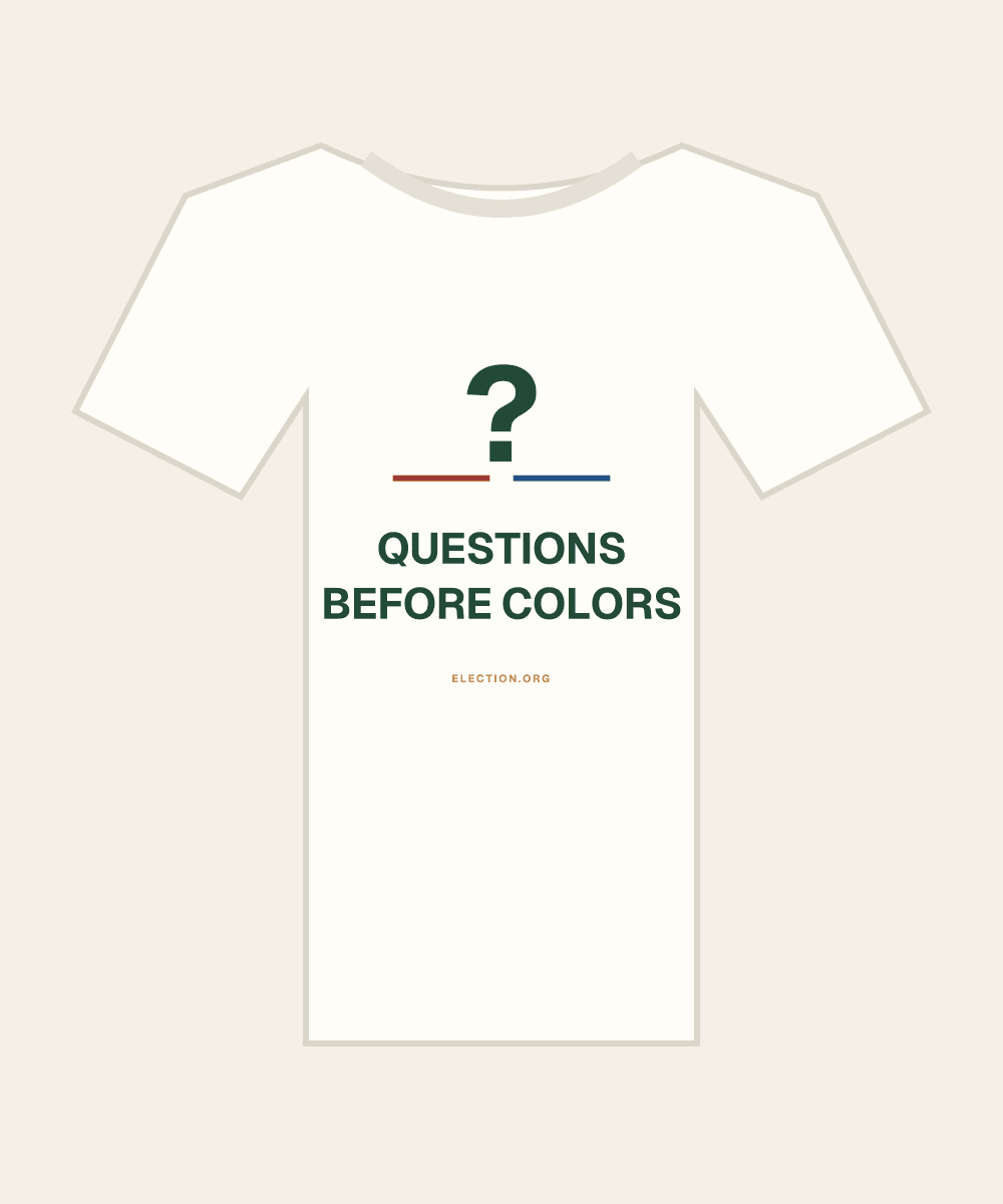 Questions before colors. — original political commentary artwork