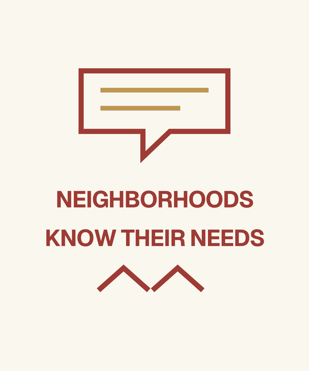 Neighborhoods know their needs. — original political commentary artwork