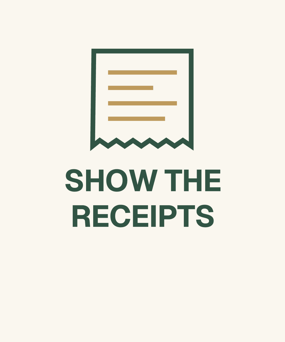 Show the receipts. — original artwork, design preview