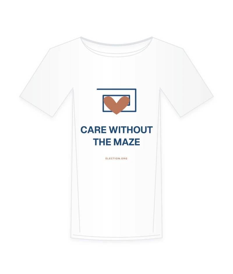 Care without the maze. illustrated shirt concept
